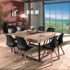 le style industriel de la table carree fabrik bois brut cercle de metal table salle a manger table carree salle a manger style industriel table salle a manger