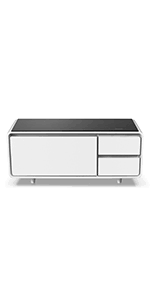 You can pull up the table to enjoy a large hidden storage space. Amazon Com Sobro Coffee Table With Refrigerator Drawer Bluetooth Speakers Led Lights Usb Charging Ports For Tablets Laptops Or A Cell Phone Perfect For Parties Or Entertaining White Kitchen Dining