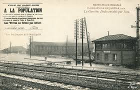 Saint Ouen Janvier 1910 La Gare Des Docks Envahie Par Les Eaux Saint Ouen Ville De Saintes Saint Denis