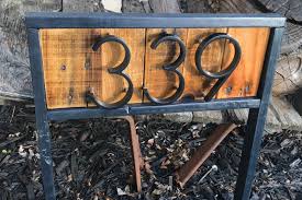 Modern Address Stake Reclaimed Wood House Numbers For Garden Farmhouse Address Yard Sign Wood Address Sign Metal Numbers Rustic Post Address Signs For Yard House Numbers Modern House Numbers Sign