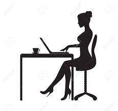 Large collections of hd transparent woman silhouette png images for free download. Black Silhouette Of A Woman Sitting At A Table With A Laptop Royalty Free Cliparts Vectors And Stock Illustration Image 108271544