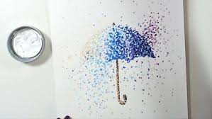 Pintura De Um Simples Guarda Chuva Em Aquarela Usando A Tecnica De Pontilhismo Aquarelas De Maria