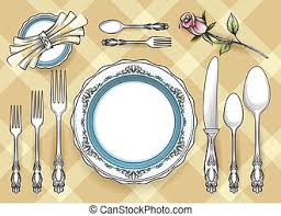 And what is a charger? Cutlery Sketch Vintage Dinner Table Silverware Set With Knife And Fork Utensils In Retro Ribbons Vector Drawing Canstock