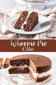 This Whoopie Pie Cake Recipe Is A Fun Variation On Those Cute Little Pies All That Chocolat In 2020 Easy Cake Recipes Chocolate Cake Recipe Easy Homemade Cake Recipes