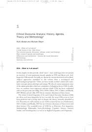 Pdf Critical Discourse Analysis History Agenda Theory And Methodology 1