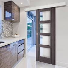 Single Sliding Door Wall Track Vancouver 4 Pane Ash Grey Door Clear Glass Prefinished Keuken Schuifdeuren Glazen Schuifdeur Interieur Staldeuren