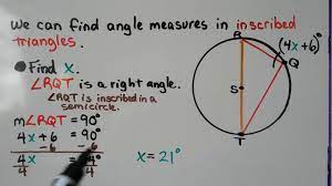 Inscribed angle = ½ x intercepted arc. Geometry 12 4b Inscribed Triangle Inscribed Quadrilateral Two Theorems Youtube