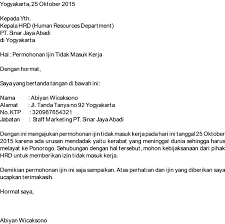 Contoh surat izin tidak masuk kerja tanpa surat dokter. Contoh Surat Izin Kerja Karena Ada Yang Meninggal Id Lif Co Id