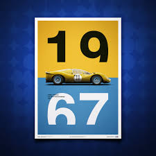 Size of this png preview of this svg file: Ferrari 412p Yellow Spa Francorchamps 1967 Limited Poster Unique S Automobilist