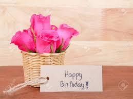 Rose petal graphy flower.xchng, red rose petals, red rose petals illustration, love, heart, happy birthday vector images png. Pink Rose Flower In The Basket And Handwriting Happy Birthday On Brown Label Paper With Wood Background Stock Photo Picture And Royalty Free Image Image 63547865