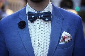 Blue Blazer White Polka Square Shirt Denim Polka Dot Bow Tie Floral Pocket Square Navy Lapel Fl Summer Wedding Suits Groomsmen Outfits Mens Fashion Wedding