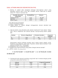 Saham merupakan salah satu alat investasi berupa surat berharga yang diperdagangkan di bursa efek. Soal Latihan Risk And Return 5 Okt 2010