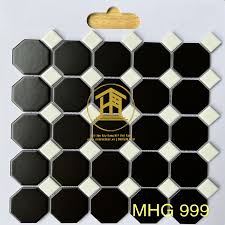 Gạch Mosaic trang trí Bát giác đen MHG 999 | Kho gạch Mosaic