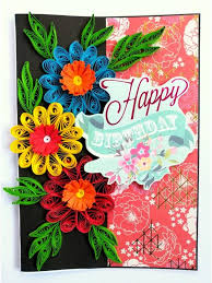 Handmade birthday card handmade designer birthday card, with a clean and simple design. Buy Quilled Flowers Happy Birthday Greeting Card Quillingtreasures Com
