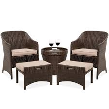 Sectional included + see all. Best Choice Products 5 Piece Outdoor Wicker Patio Bistro Space Saving Furniture Set W Storage Table No Assembly Brown Walmart Com Walmart Com