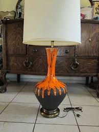 Mantodea mid century modern style desk lamp. Mid Century Modern Orange Lava Drip Glaze Pottery Lamp Eames Era Royal Haeger 443399779