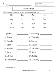 abbreviations worksheet 2nd grade worksheets 2nd grade