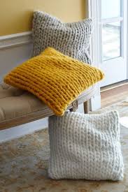 These chunky knit pillows work up really quickly and easily, you don't even need to know how to knit to make them! Soft Beautifully Textural Our Chunky Knit Pillow Is Sweater Knit Of Thick Chunky Braided Yarns Knit Pillow Chunky Knit Pillow Chunky Knit Blanket Diy