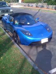 Tesla Roadster In Royal Blue Tesla Roadster Tesla Car Tesla Motors