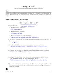 Types of chemical reactions pogil revised. Pogil Strength Of Acids Acid Chemical Bond