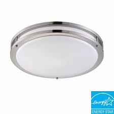 Hampton Bay 2 Light Brushed Nickel Fluorescent Ceiling Flush Mount Dc018p The Home Depot Light Bulb Design Flush Mount Ceiling Lights Hampton Bay