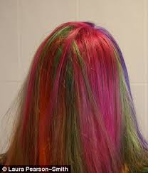 Or over bleached green hair? Would You Dare Get Rainbow Hair Blogger Laura Pearson Smith S Colourful Dye Job Daily Mail Online