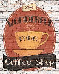 A coffee shop filled with light, hanging lamps and simple furniture. Second Life Marketplace Kitchen Wall Art Decor Vintage Cafe Coffee Themed 18