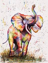 Elephant watercolor painting animal wall art. Colorful Watercolor Elephant Painting By Georgeta Blanaru