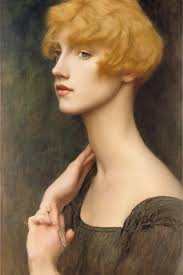Pre-Raphaelite portrait of a young beautiful woman