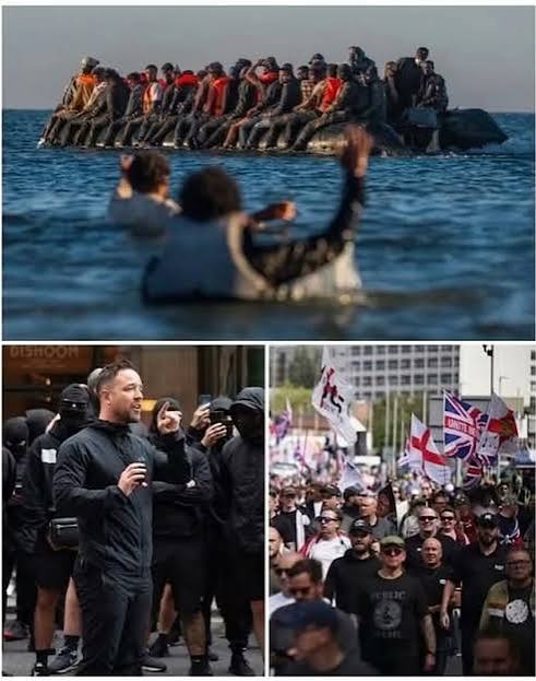 Footage shows far-right activist Daniel Thomas slashing an inflatable migrant dinghy in the English Channel with a blade on Tuesday while a French rescue worker was on board. 🎥 Wokera | Rudaw
