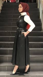 Siyah Jile Elbise Deri Lie5184 Kamil Keskin Elbise Islami Moda Moda Kiyafetler