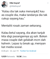 Menerusi akaun facebook, lelaki tersebut yang dikenali sebagai muhammad bin aris. Mentaliti Sampah Budak Zaman Sekarang Tak Menunjuk Couple Maksudnya Tak Sayang Erin Sakura