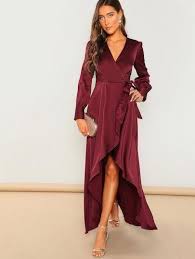 Waist Tie High Low Overlap Dress Shein Sheinside Longsleevecocktaildresses Maxi Dress Party Long Sleeve Cocktail Dress Dresses