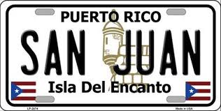 Click on plate for larger image. San Juan Puerto Rico License Plate Car Tag Puerto Rico Novelty License Plates San Juan Puerto Rico