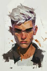 Half-body character concept design in the style of Dan Colen