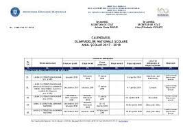 Calendarul anului școlar 2018 2019 învățământ preșcolar conform omen nr. Calendar Olimpiade È™colare