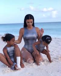 The sentimental snapshot comes just a few days after kardashian west took to instagram to wish her husband, kanye west, a happy. Kim Kardashian Matches Swimsuits With Her Kids In The Bahamas