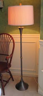Made of walnut & brass trim. Home Living Lighting Vintage Mid Century Modern Floor Lamp With Round Shade