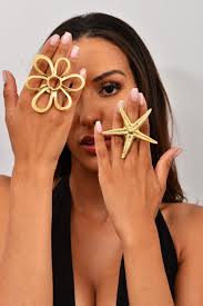 Anillo firmado delicado único y elegante de oro de 14K, anillo paralelo  ancho boho, anillo de gran tamaño estético de círculo abierto grande,  regalo de Navidad, regalo para ella