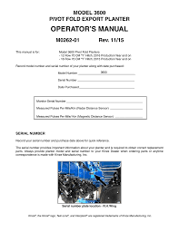 Operators Manual Model 3600 Pivot Fold Export Planter