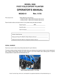 operators manual model 3600 pivot fold export planter