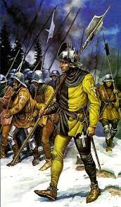 We want to improve your user experience and personalize your. A Man Of The Swiss Infantry Dressed In Yellow And Black His Attire Is Differed From Others As The Colours Are Ancient Warfare Medieval History Medieval Life