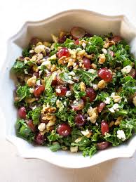 Grape And Feta Kale Salad Recipe Clean Eating Salads Kale Salad Kale Salad Recipes