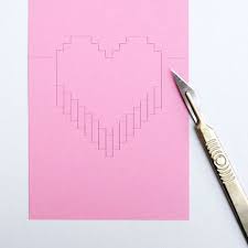 All you need is a craft knife, a ruler, and some colorful paper to print on. Pixelated Popup Card Heart Pop Up Card Popup Card Pop Up Card Template