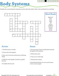 Life Science Crossword Body Systems Worksheet Education Com Body Systems Worksheets Human Body Science Body Systems