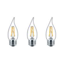 Philips 40 Watt Equivalent B11 Dimmable Warm Glow Dimming Effect Led Candle Light Bulb Bent Tip E26 Soft White 2700k 3 Pack 536672 The Home Depot