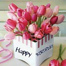 Frame of tulips on dark rustic wooden background. Pin By Saba Ahmed On Flower Etc Happy Birthday Flower Happy Birthday Greetings Birthday Wishes Flowers