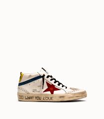 Кеды golden goose 'superstar' sneakers lover print. Golden Goose Deluxe Brand Mid Star Sneakers Color White Blue Playg