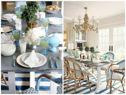 Wood floors, cabinets and painted brick. Decorating With Blue Dining Room Inspiration The Inspired Room