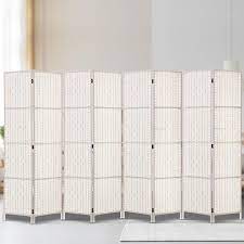 8 Panels Room Divider Screen Privacy Rattan Timber Fold Woven Stand White In 2021 Room Divider Room Divider Screen Divider Screen